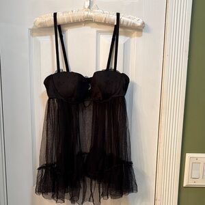 Victoria’s Secret Black Sheer Lace Chemise